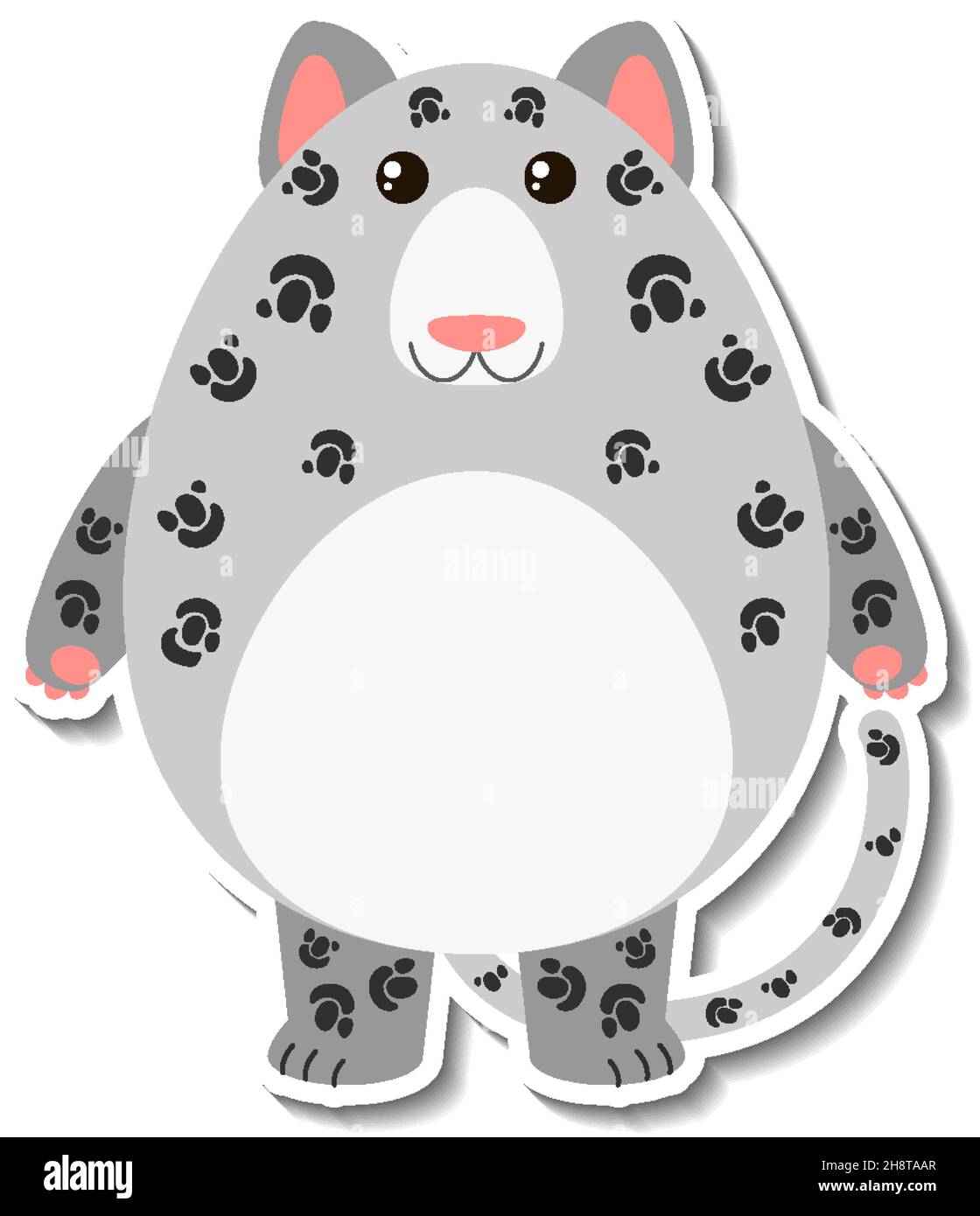 Chubby gatto animale cartoon illustrazione adesivo Illustrazione Vettoriale