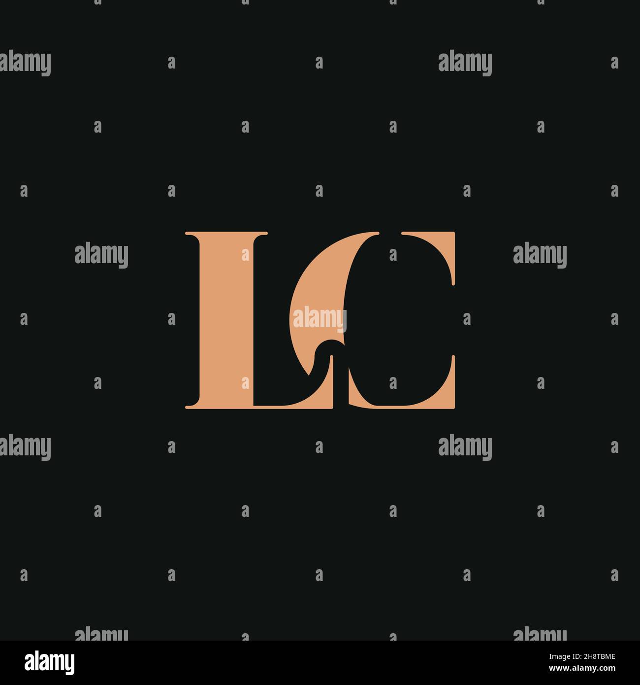 Logo LC lettera astratta. Questa icona del logo si incorpora con una forma astratta in modo creativo. Logo professionale premium business alla moda Illustrazione Vettoriale