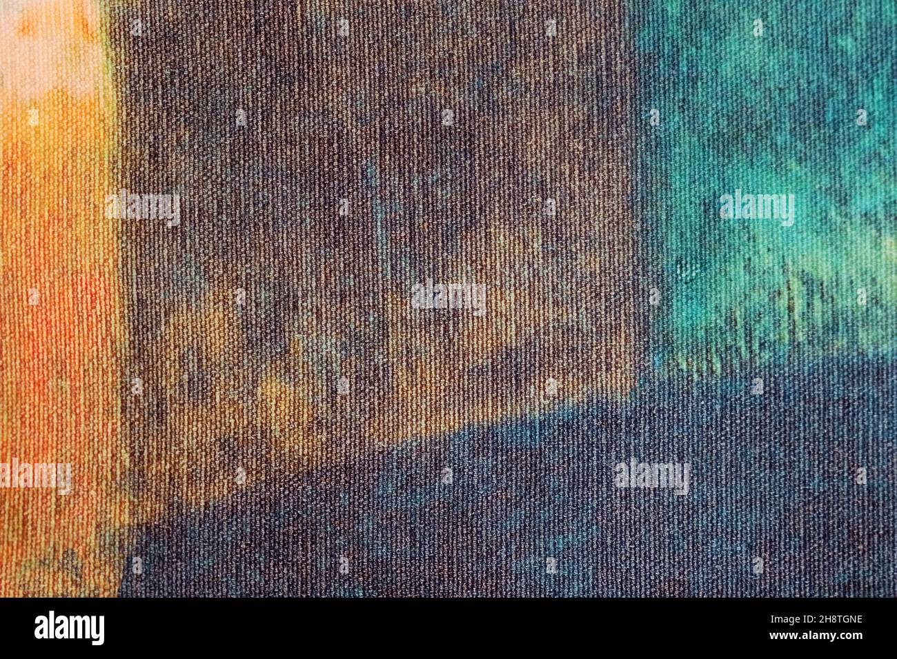 Astratto arte sfondo blu marino e marrone colori. Pittura acquerello su tela con gradiente turchese. Frammento di disegno su carta con geometrico Foto Stock