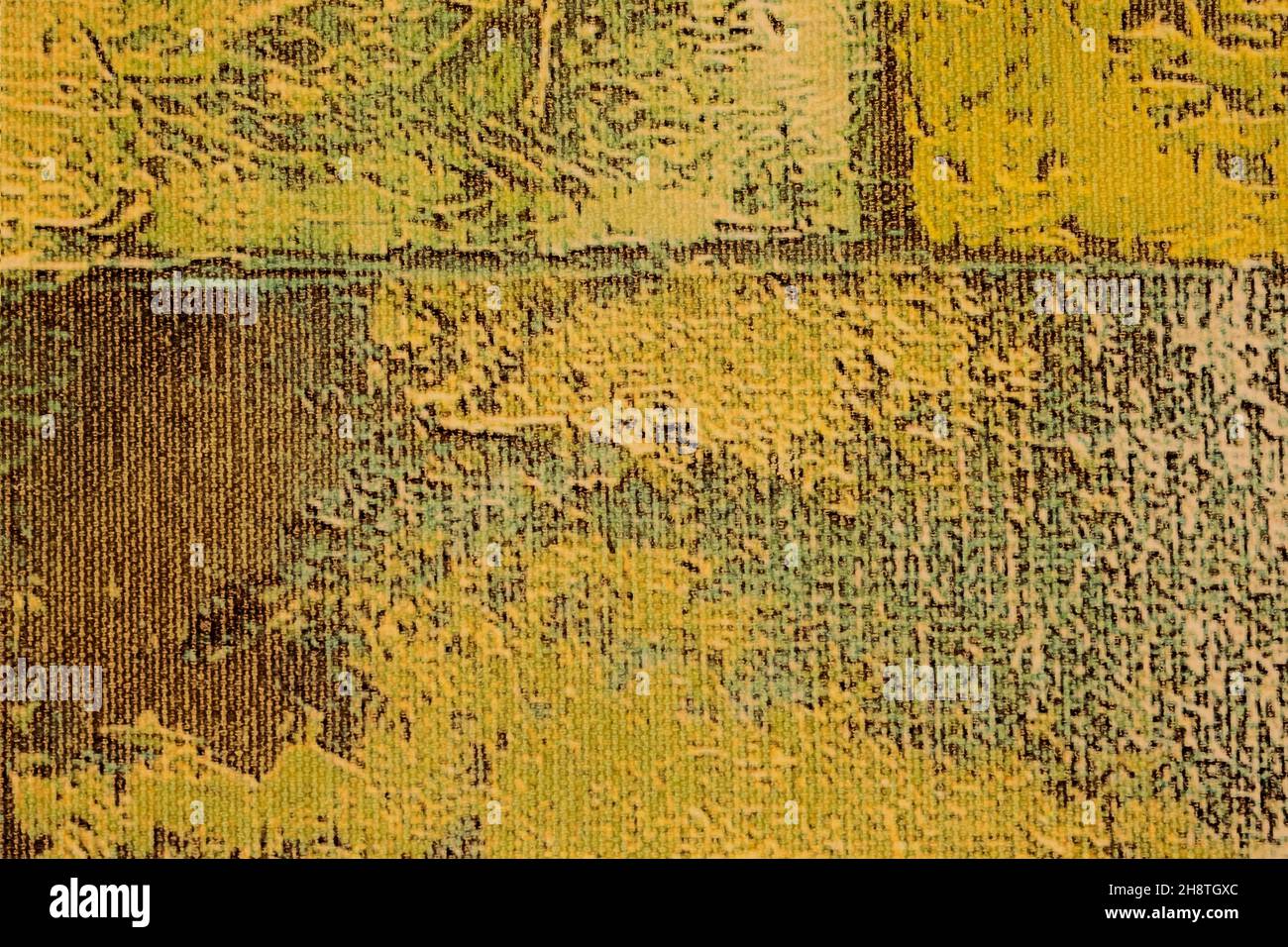 Astratto arte sfondo giallo e verde colori. Pittura ad acquerello su tela con gradiente dorato. Frammento di disegno su carta con patte geometrico Foto Stock