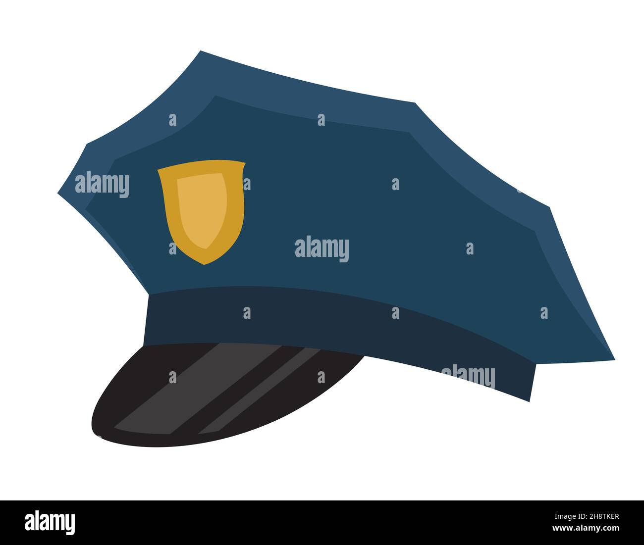 Cappellino di polizia classico. Headdress in stile piatto. Illustrazione Vettoriale