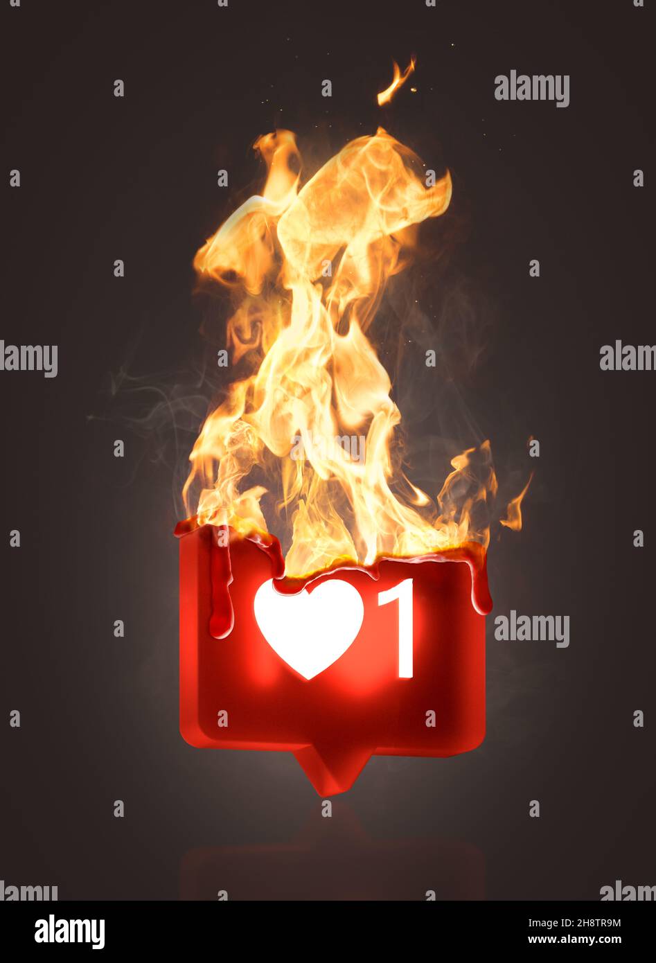 Social Media come icona sul fuoco Foto Stock