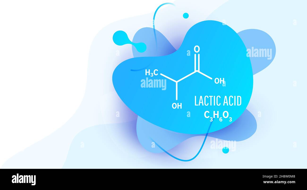 Struttura molecolare dell'acido lattico. Acido lattico formula chimica scheletrica. Illustrazione vettoriale Illustrazione Vettoriale