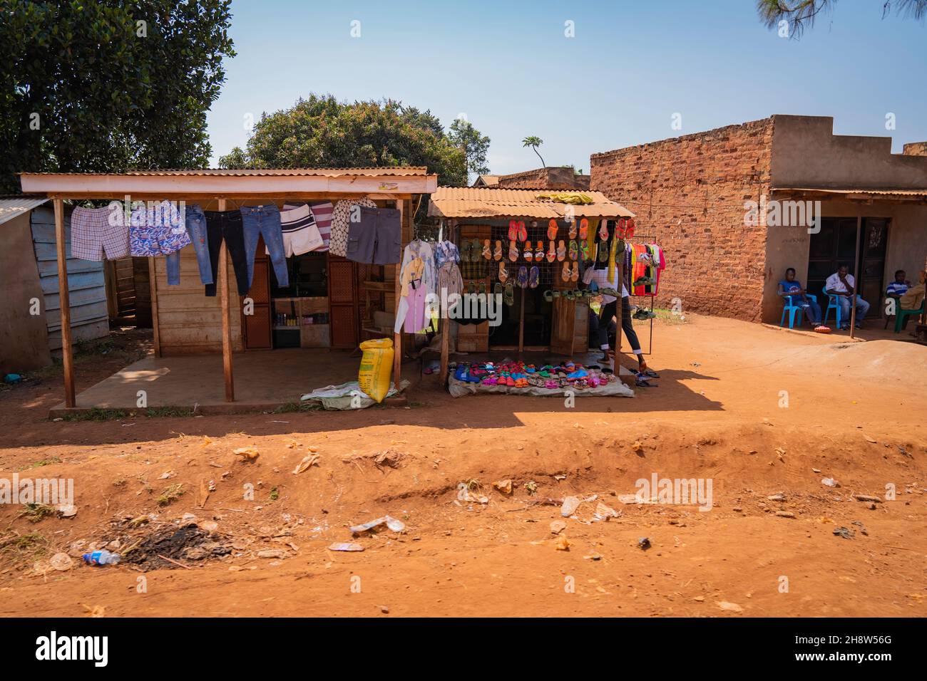 Mercato locale nel villaggio di Buikwe Foto Stock