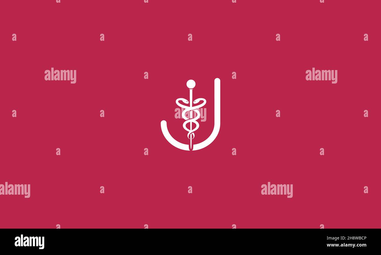 Lettera iniziale J incorporata con il disegno del marchio medico di Caduceus Illustrazione Vettoriale