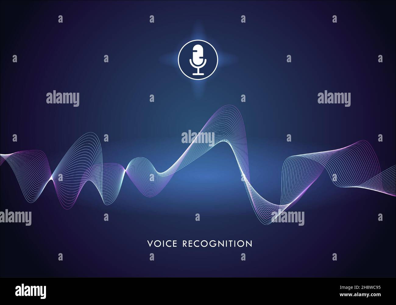 concetto di riconoscimento vocale illustrazione vettoriale piatta delle tecnologie intelligenti dei simboli sonori Illustrazione Vettoriale
