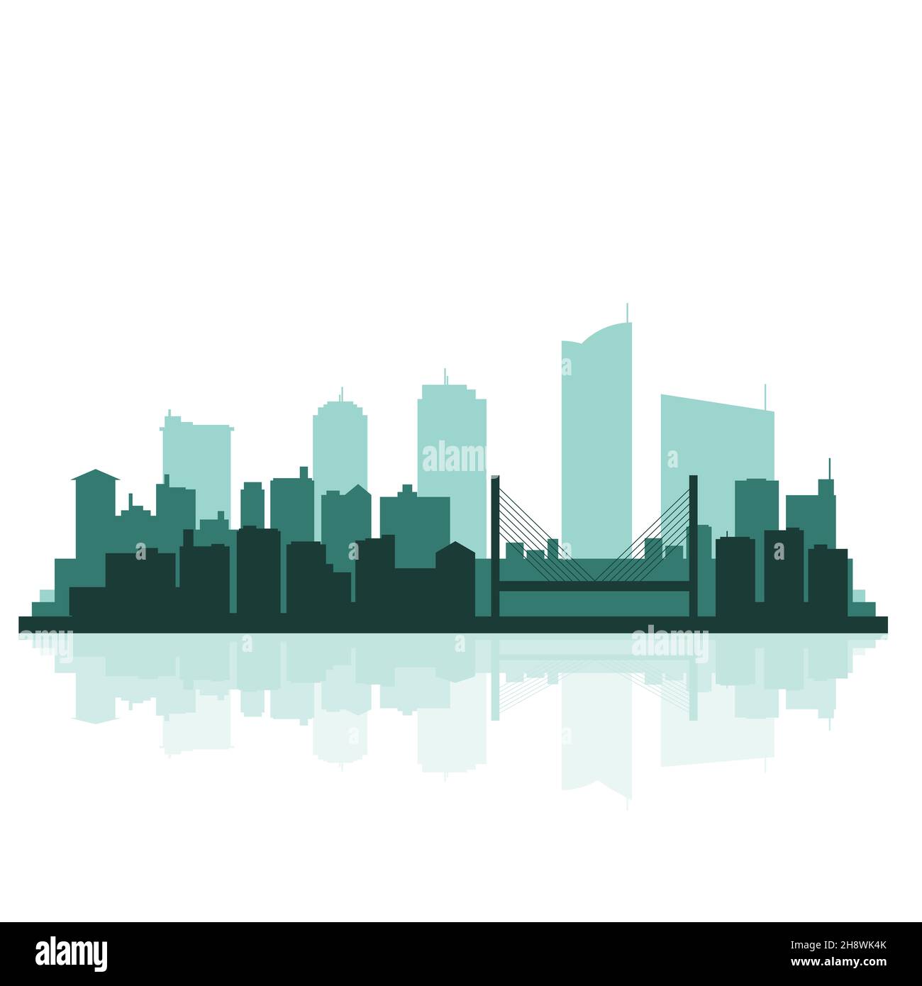 Silhouette urbana multicolore skyline illustrazione Foto Stock