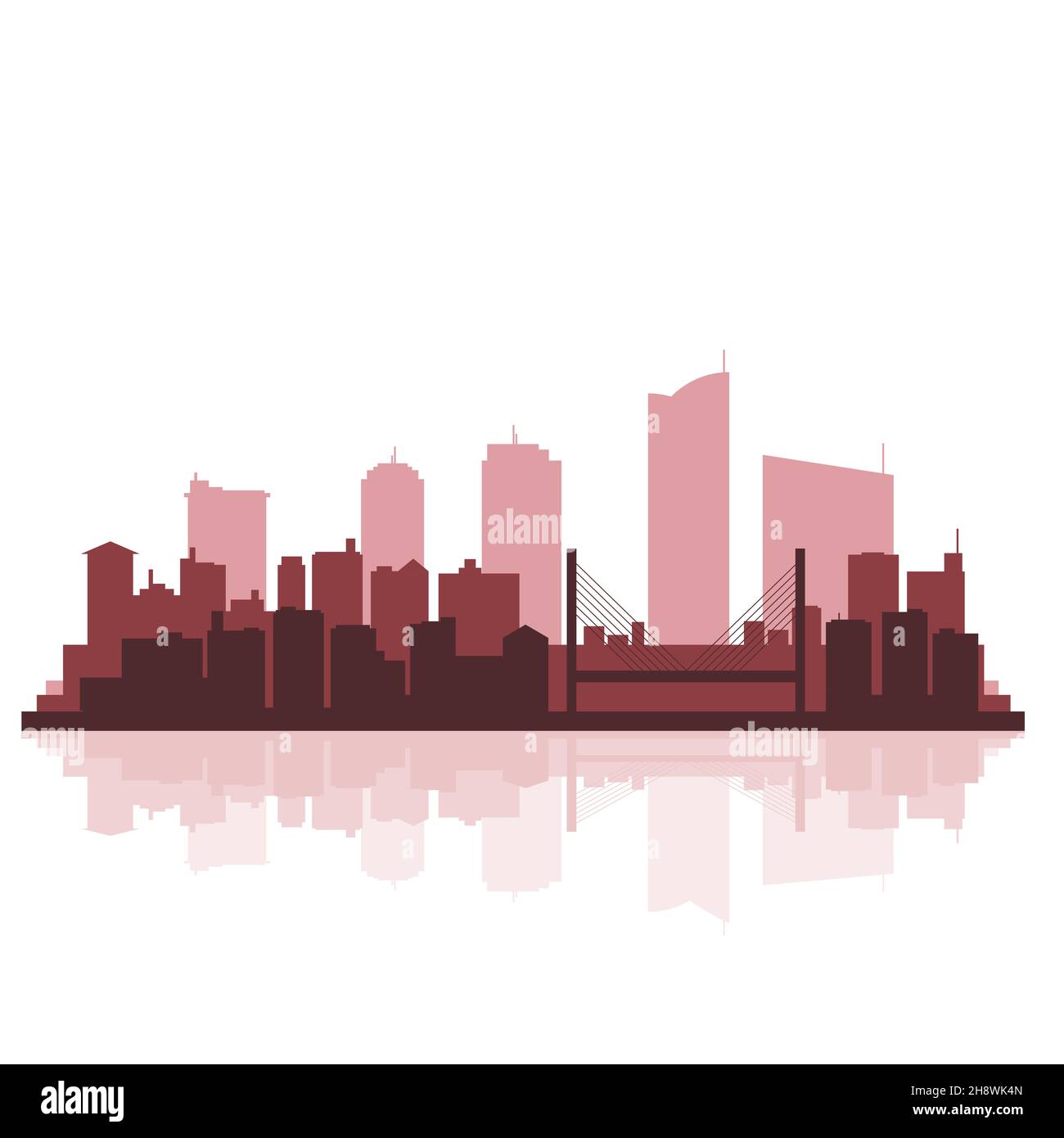 Silhouette urbana multicolore skyline illustrazione Foto Stock