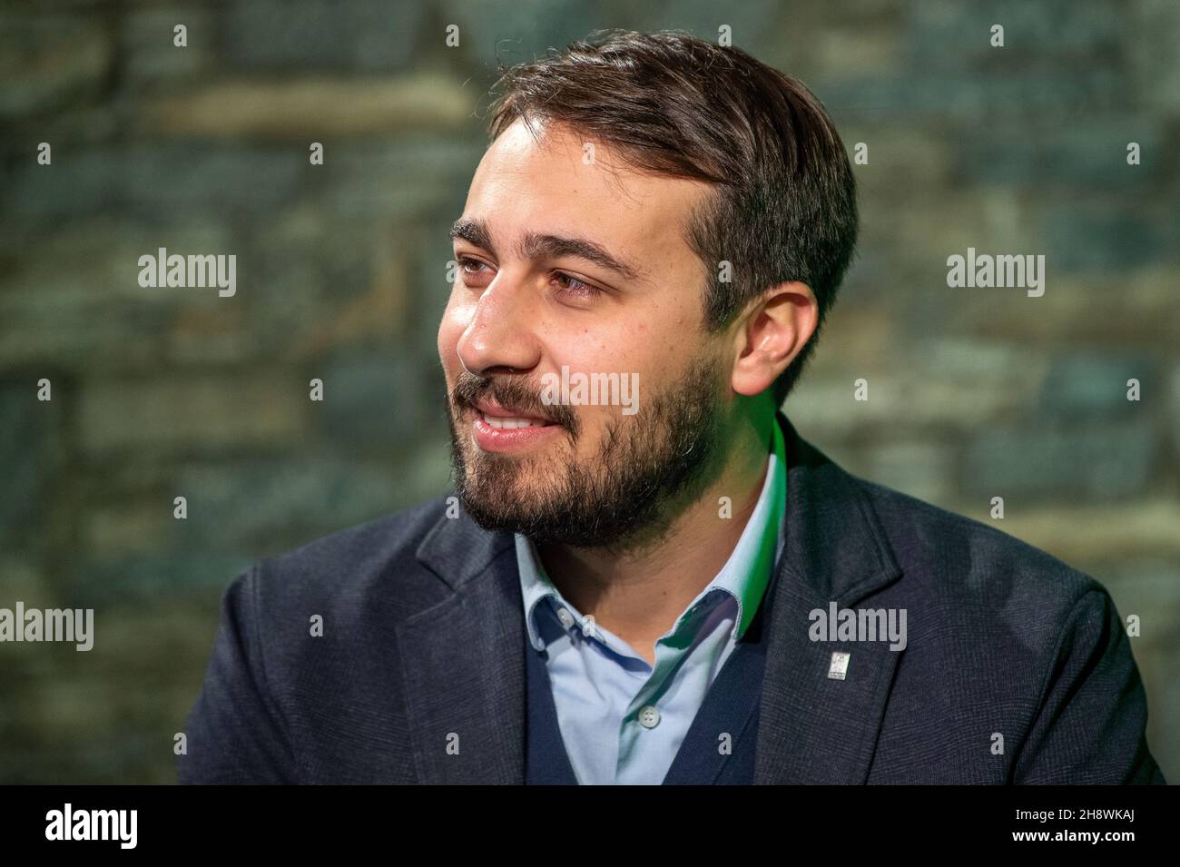 Rieti, Italia. 30 Nov 2021. Daniele Sinibaldi candidato sindaco del centro-destra del comune di Rieti nelle elezioni comunali del 2022. (Foto di Riccardo Fabi/Pacific Press) Credit: Pacific Press Media Production Corp./Alamy Live News Foto Stock