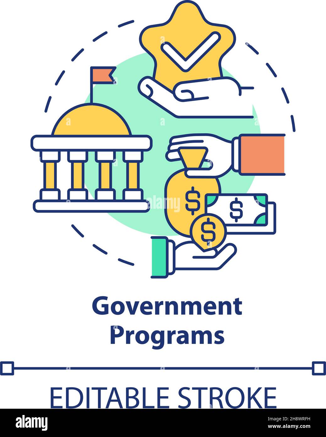 Icona del concetto dei programmi governativi Illustrazione Vettoriale