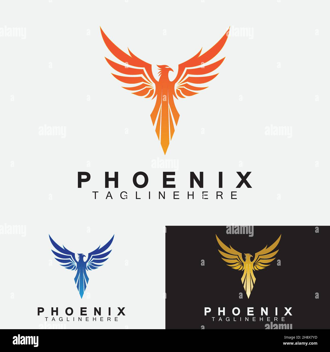 Modello di disegno di illustrazione vettoriale del logo Phoenix Illustrazione Vettoriale