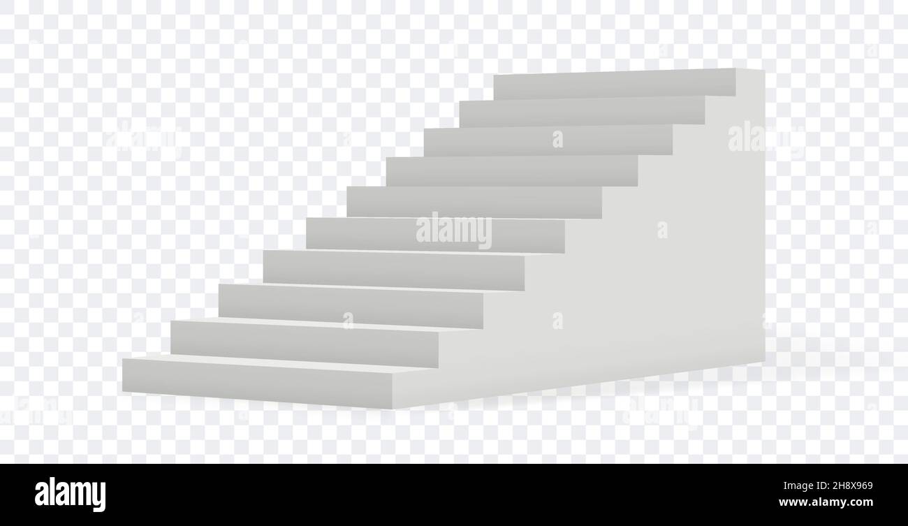 Scala isolata. Scala 3D realistica su sfondo trasparente. Oggetto di costruzione, architettura o elemento vettoriale interno Illustrazione Vettoriale