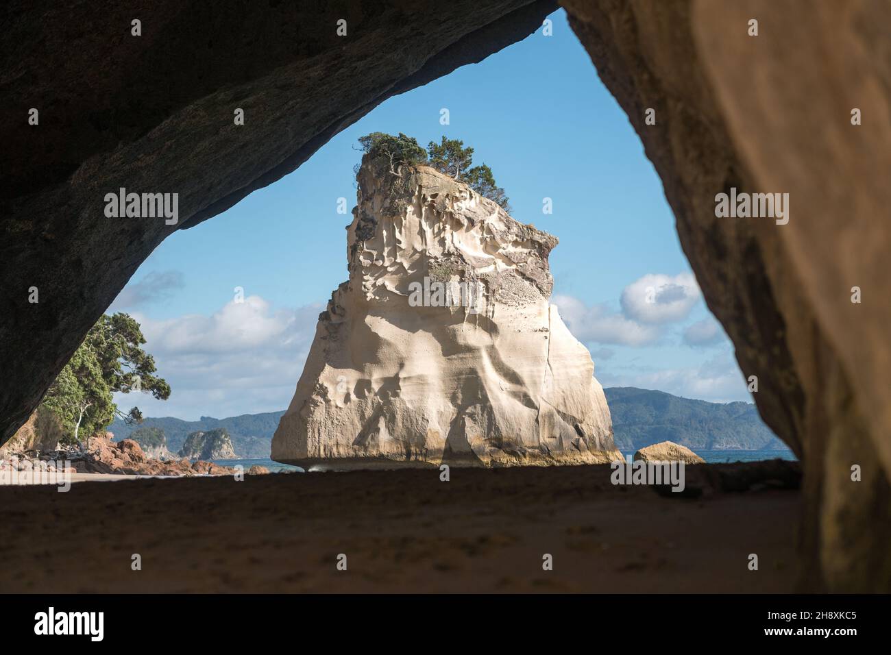 Cathedral Cove nella penisola di Coromandel. Nuova Zelanda, Isola del Nord. Foto Stock