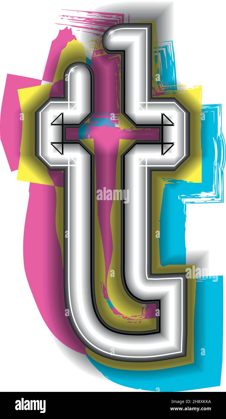 Illustrazione del vettore lettera t con segnale al neon Illustrazione Vettoriale