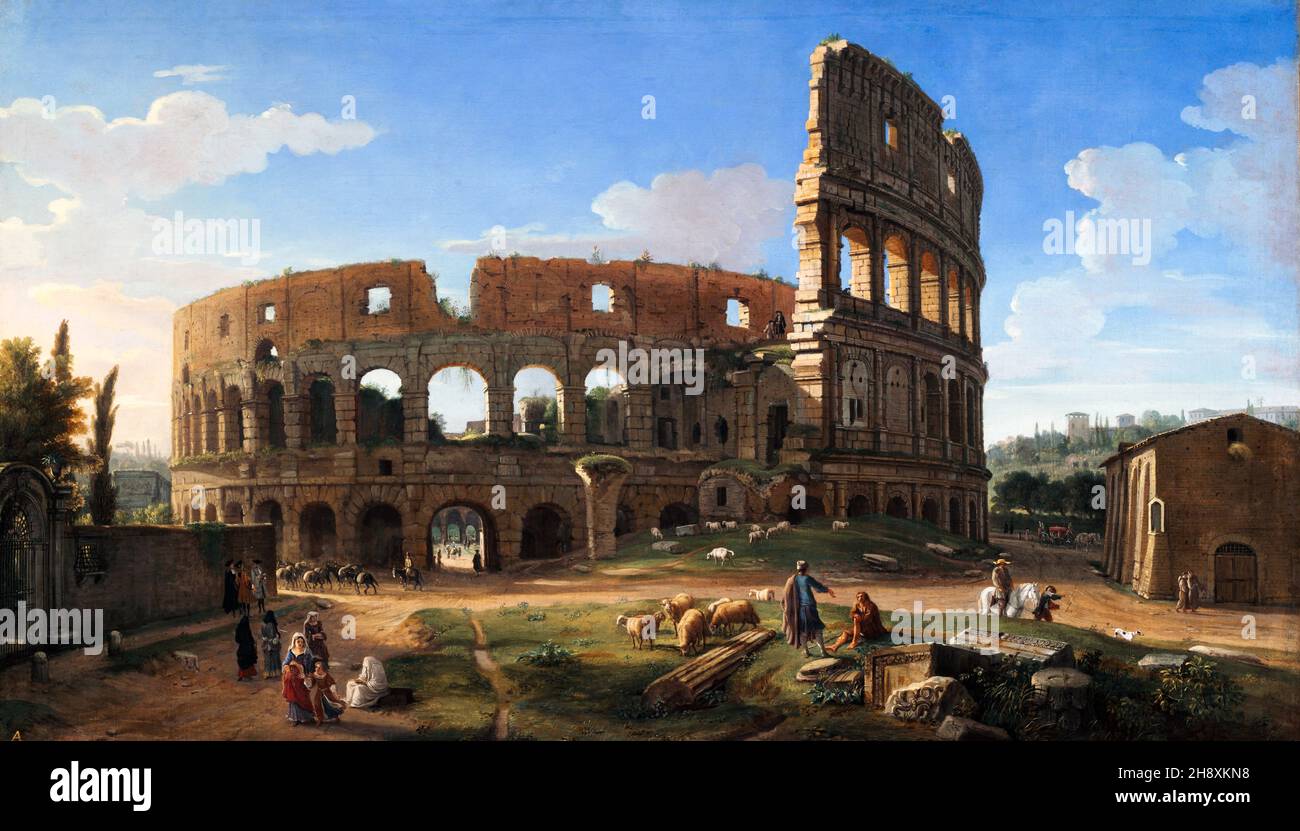 Il Colosseo visto dal sud-est dall'artista olandese Caspar van Wittel (1652 o 1653 - 1736), olio su tela, c.. 1700 Foto Stock