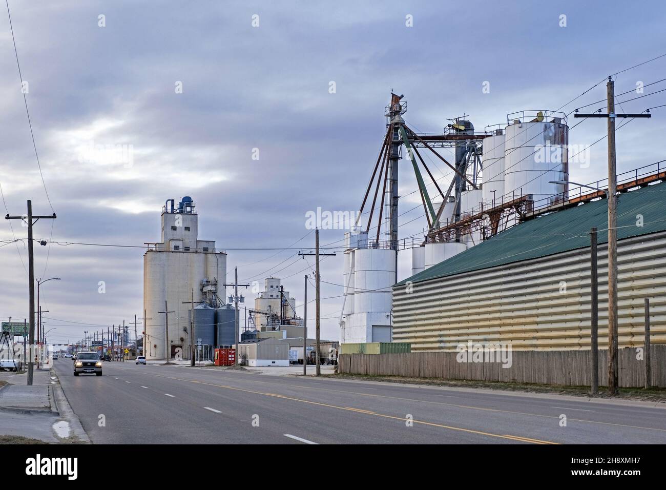 Elevatori di grano nella città Muleshoe, Bailey County, Texas, Stati Uniti / Stati Uniti Foto Stock