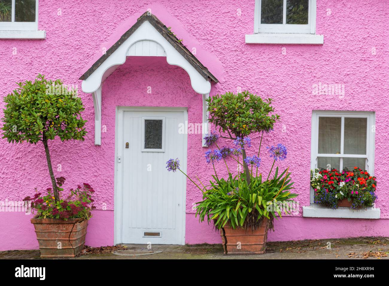 Casa rosa a Timoleague, County Cork, Irlanda Foto Stock