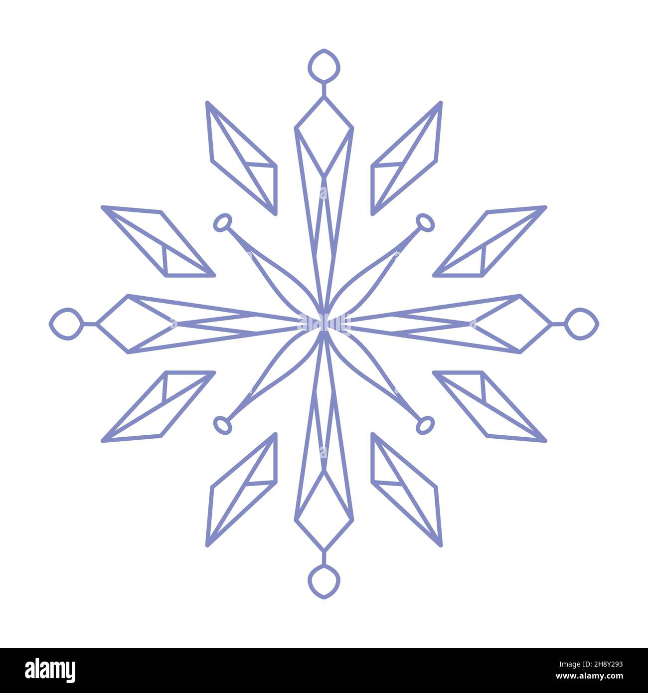 Icona fiocco di neve. Semplice illustrazione di linee vettoriali piatte isolate su sfondo bianco. Silhouette fiocco di neve. Illustrazione Vettoriale