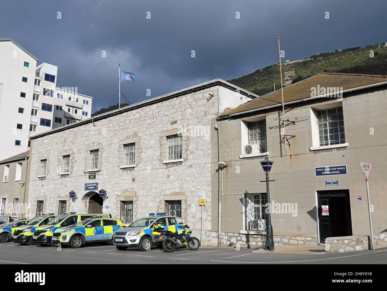 Sede della polizia di Gibilterra reale a New Mole House Foto Stock