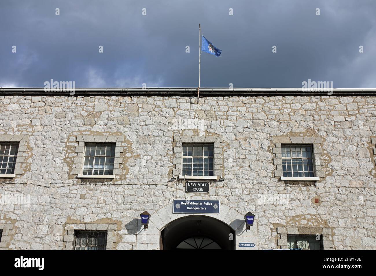 Sede della polizia di Gibilterra reale a New Mole House Foto Stock