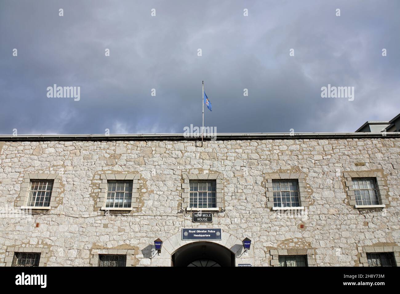 Sede della polizia di Gibilterra reale a New Mole House Foto Stock