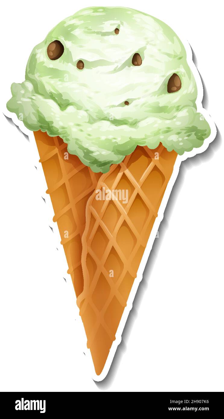 Illustrazione del cono gelato al cioccolato Mint Illustrazione Vettoriale