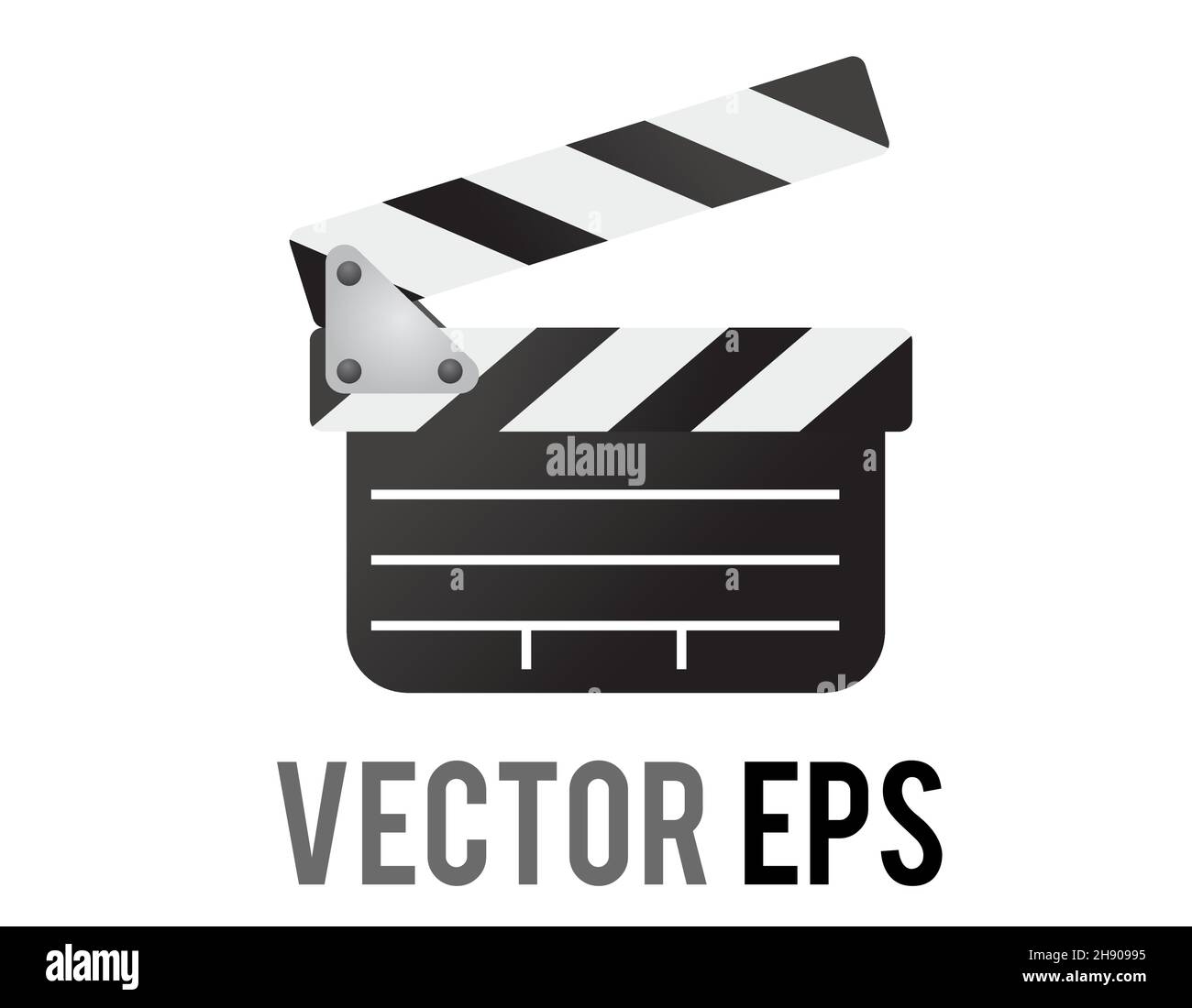 Il produttore isolato di film nero vettoriale ha appeso l'icona del tabellone, per indicare l'inizio e la fine della scena che si sta filmando Illustrazione Vettoriale