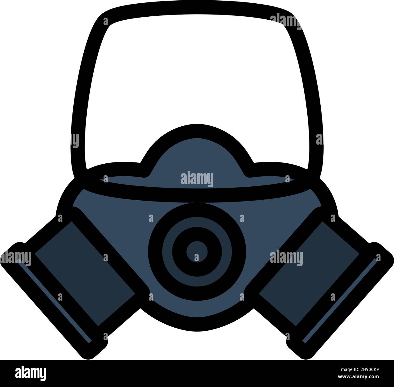 Icona maschera antincendio. Contorno grassetto modificabile con disegno riempimento colore. Illustrazione vettoriale. Illustrazione Vettoriale