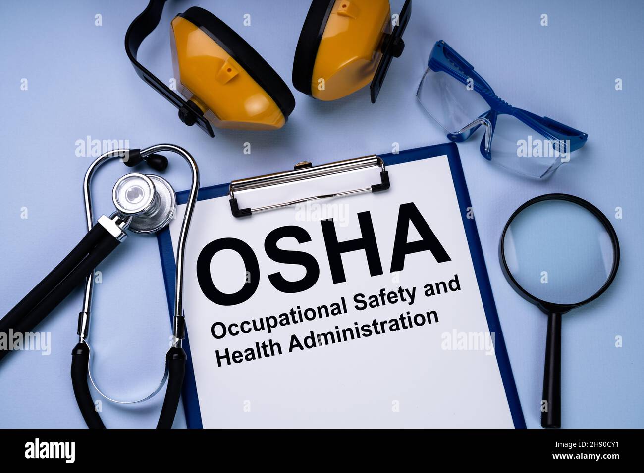 Rapporto OSHA aziendale. Sicurezza e gestione della salute sul luogo di lavoro Foto Stock