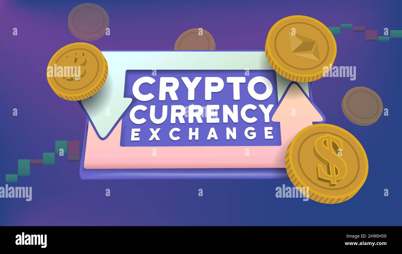 crypto cambio valuta mercato luogo web banner illustrazione vettore Illustrazione Vettoriale