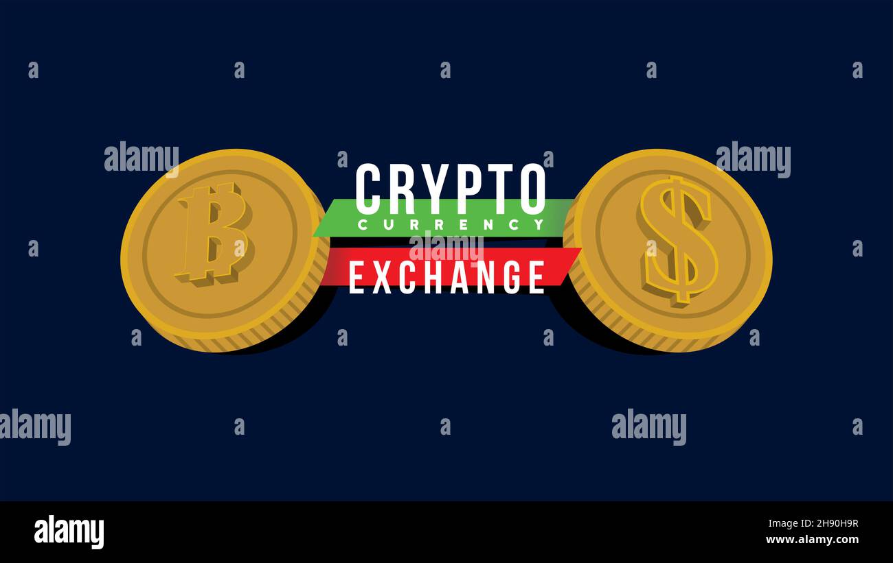 crypto cambio valuta mercato luogo web banner illustrazione vettore Illustrazione Vettoriale