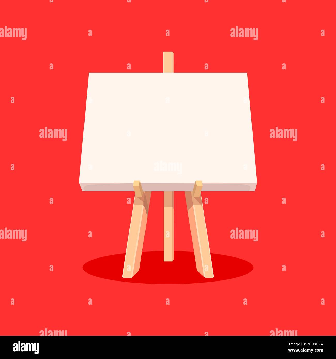 tela vuota su cavalletto per pittura art flat style icona isolata clip art illustrazione vettoriale Illustrazione Vettoriale