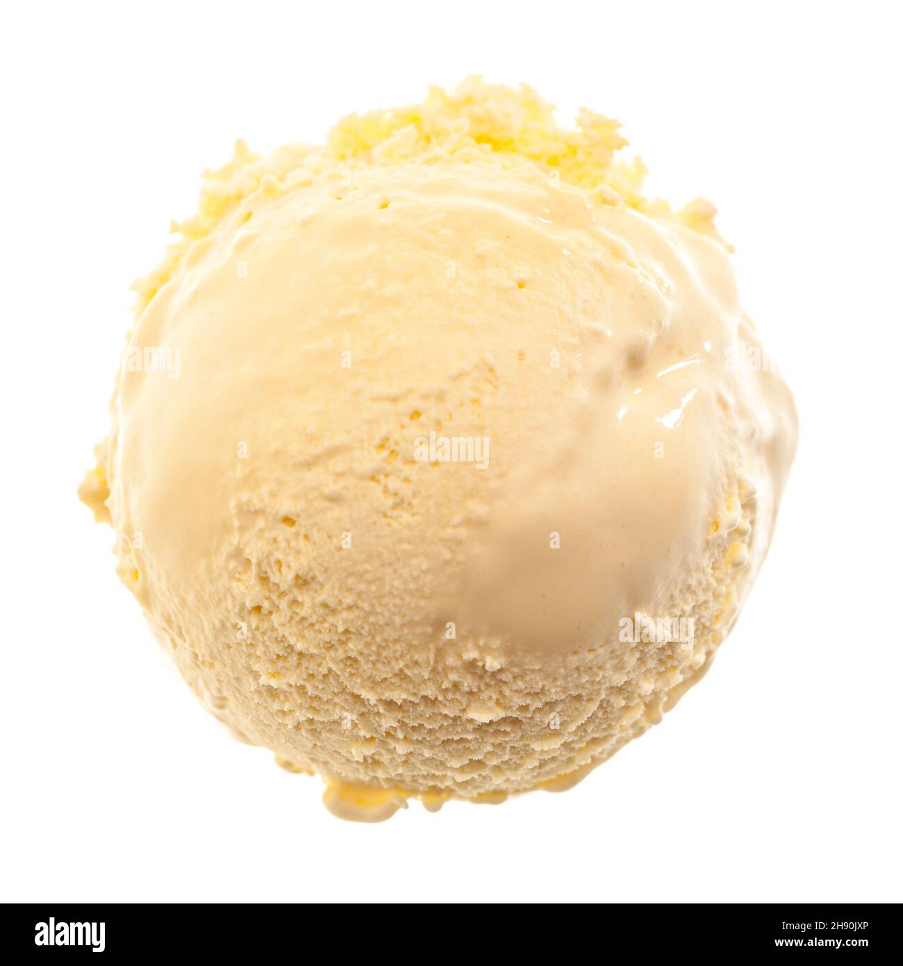 una sola paletta di gelato alla vaniglia dall'aria isolata su sfondo bianco Foto Stock