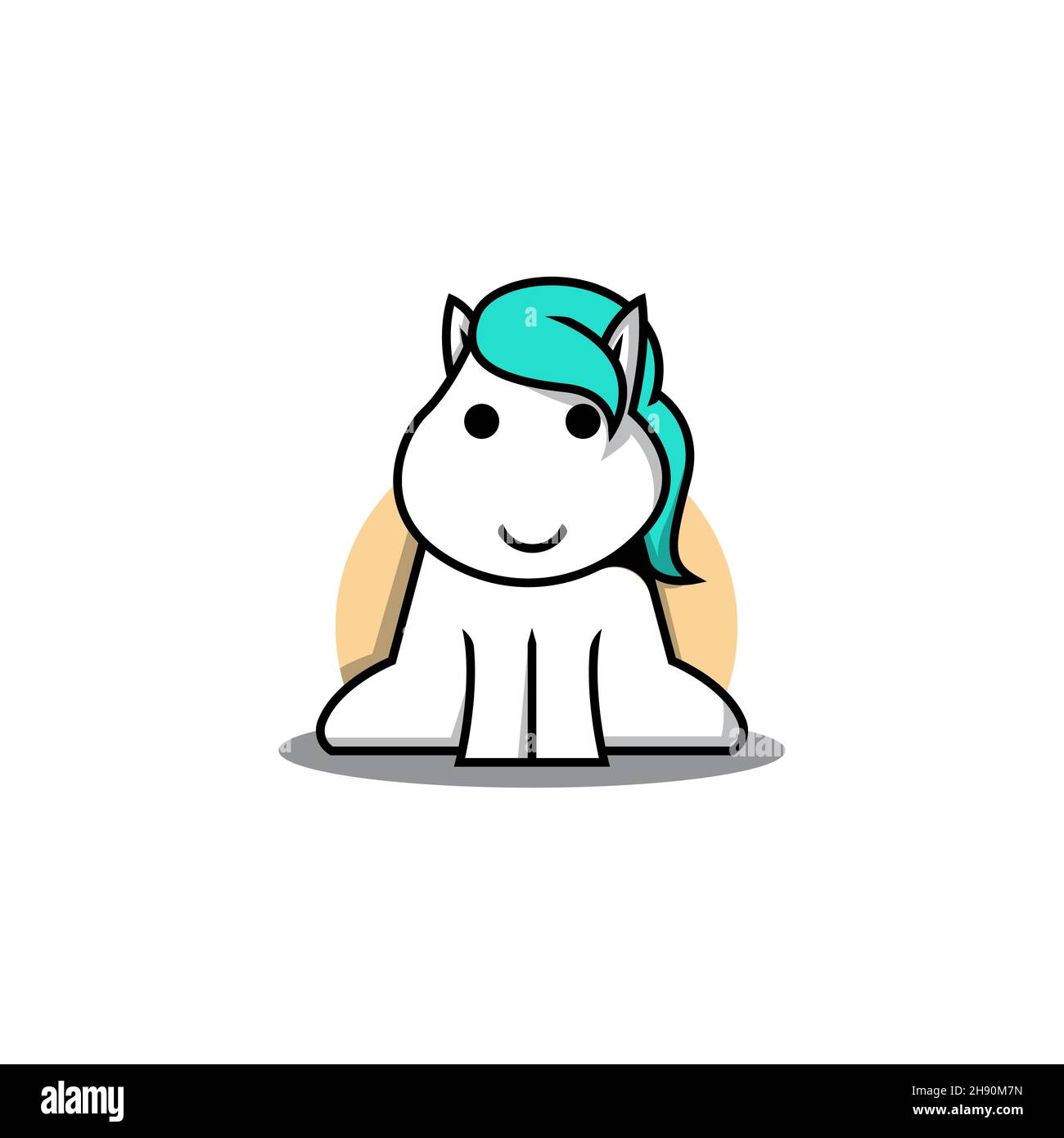 Carino cavallo piccolo Puffy seduta semplice animale Cartoon Illustrazione Vettoriale