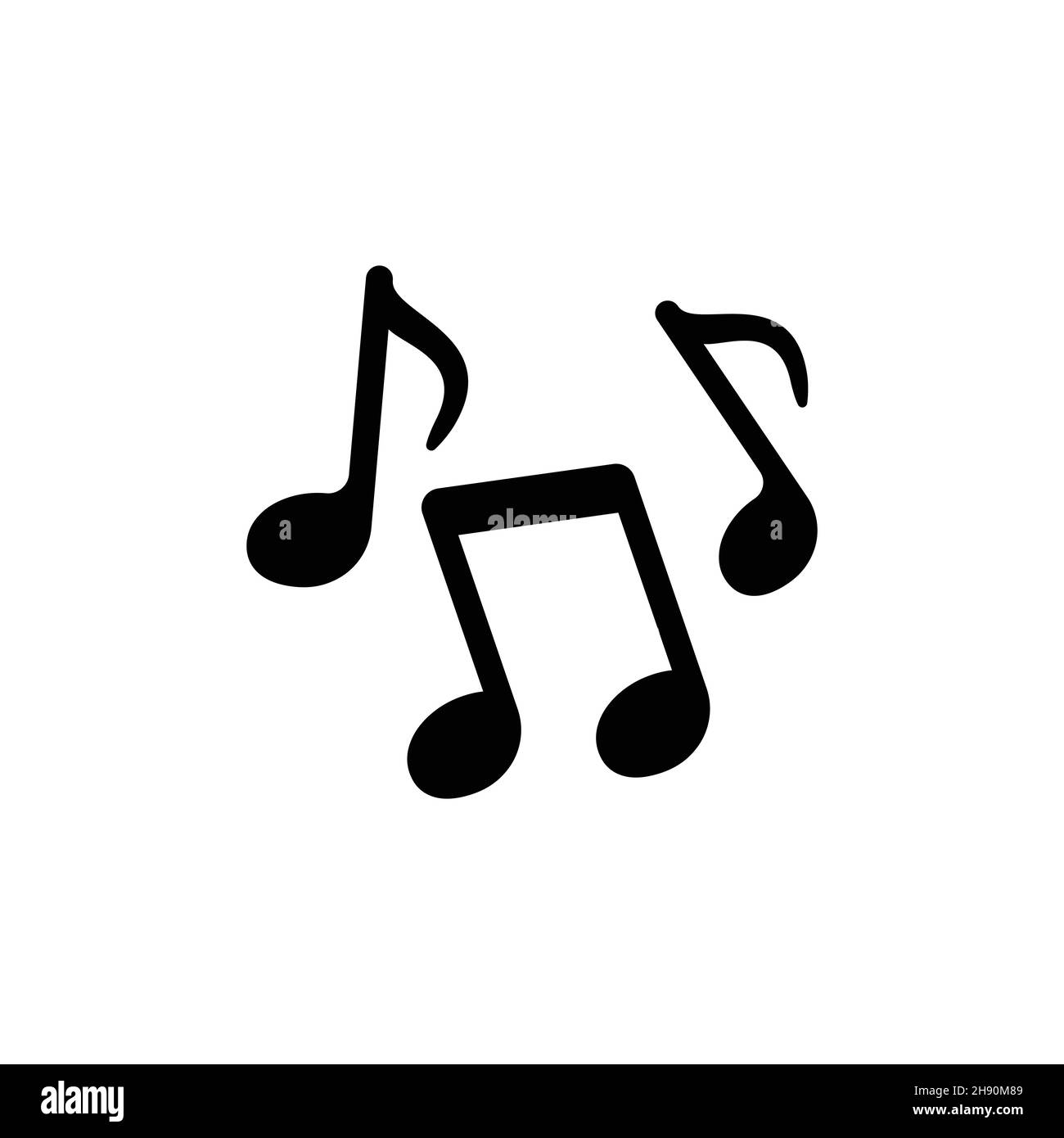 Icona Music note in stile piatto. Illustrazione del vettore di canzone su sfondo bianco isolato. Il concetto di business del segno del musicista. Illustrazione Vettoriale