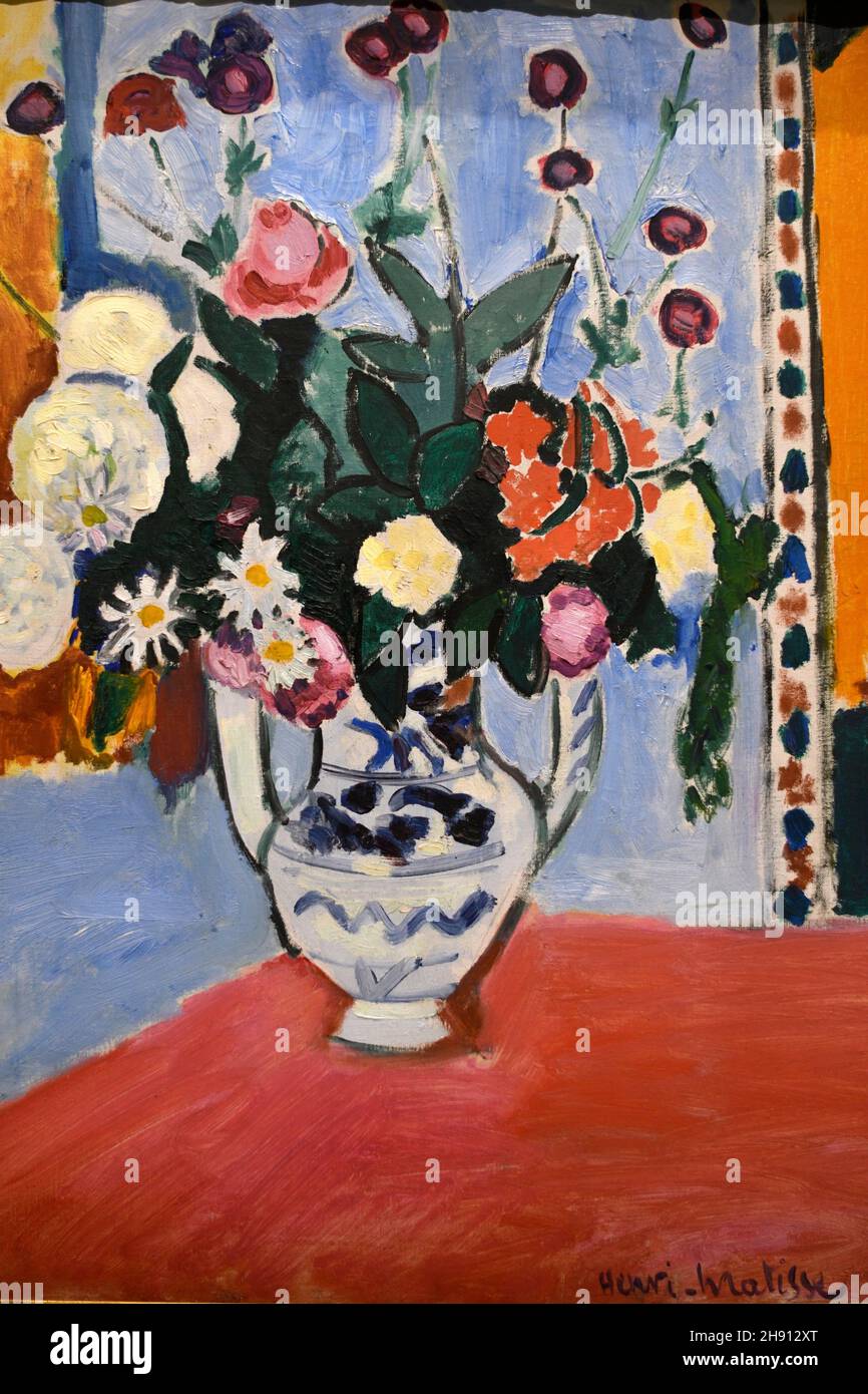 Bouquet, vaso con due maniglie, 1907, Henri Matisse, Museo Ermitage, St Petersbourg, Russia, in mostra alla mostra icone di Arte moderna Foto Stock