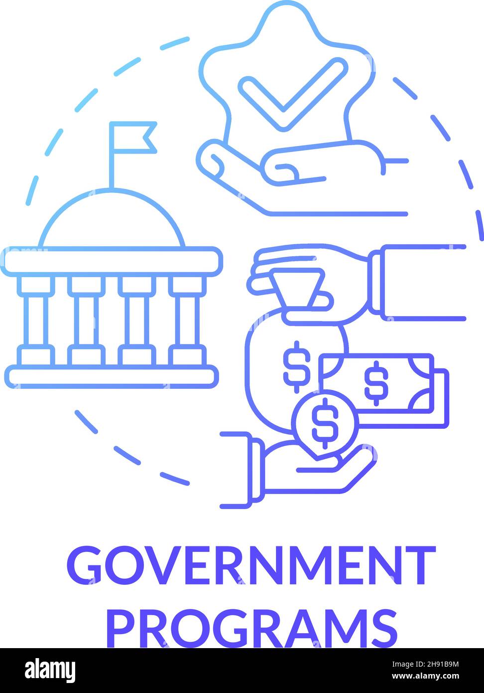 Programmi governativi per l'icona del concetto di avvio Illustrazione Vettoriale