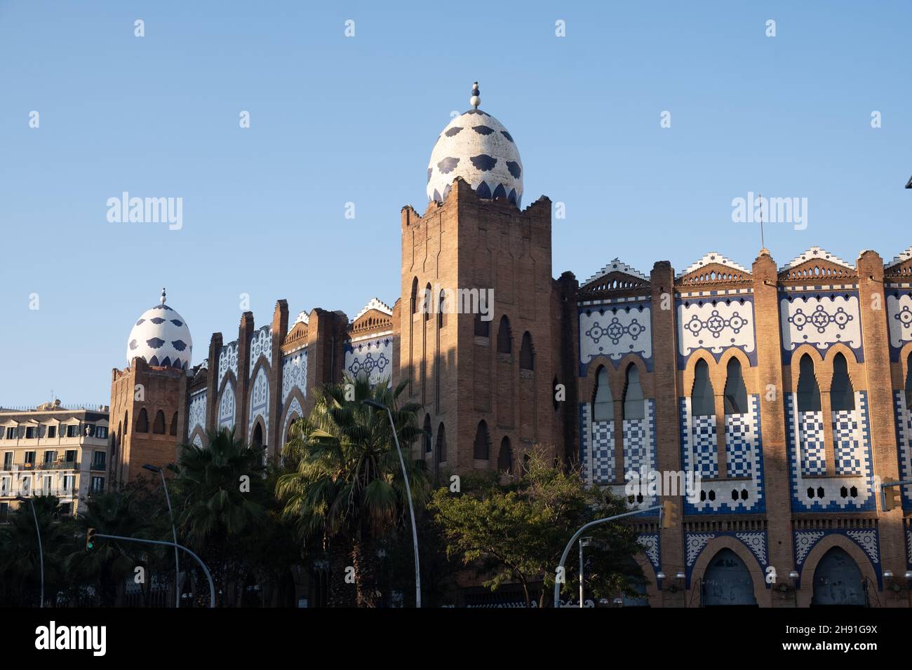 La Plaza de Toros Monumental de Barcelona, conosciuta come la Monumental, è un arena nella città di Barcellona, Catalogna, Spagna. Foto Stock