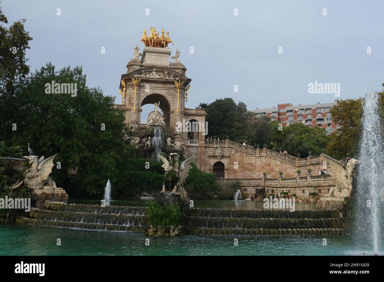 Cascada del Parc de la Ciutadella, Citadel Park a Barcellona. Foto Stock