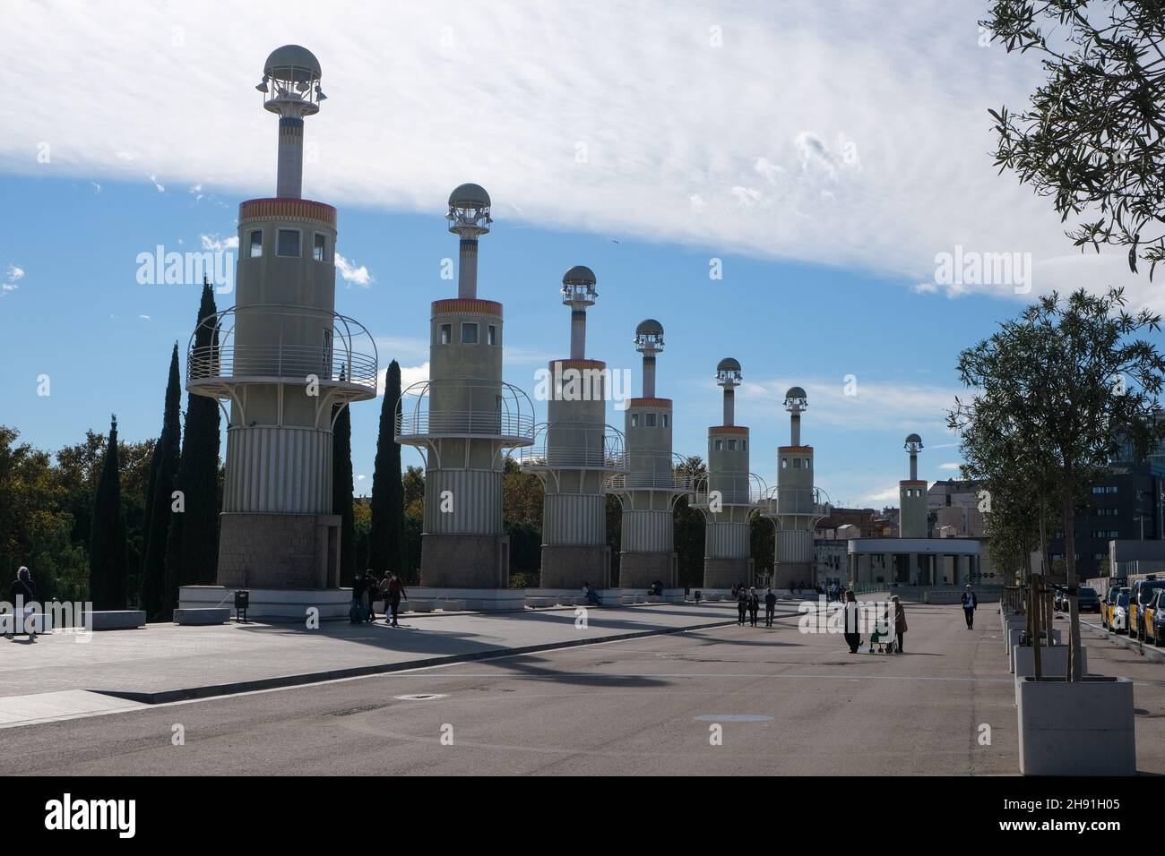 Barcellona, Spagna - 5 novembre 2021: Parc de l'Espanya Industrial. Parco pubblico a Barcellona, Catalogna, editoriale illustrativo. Foto Stock