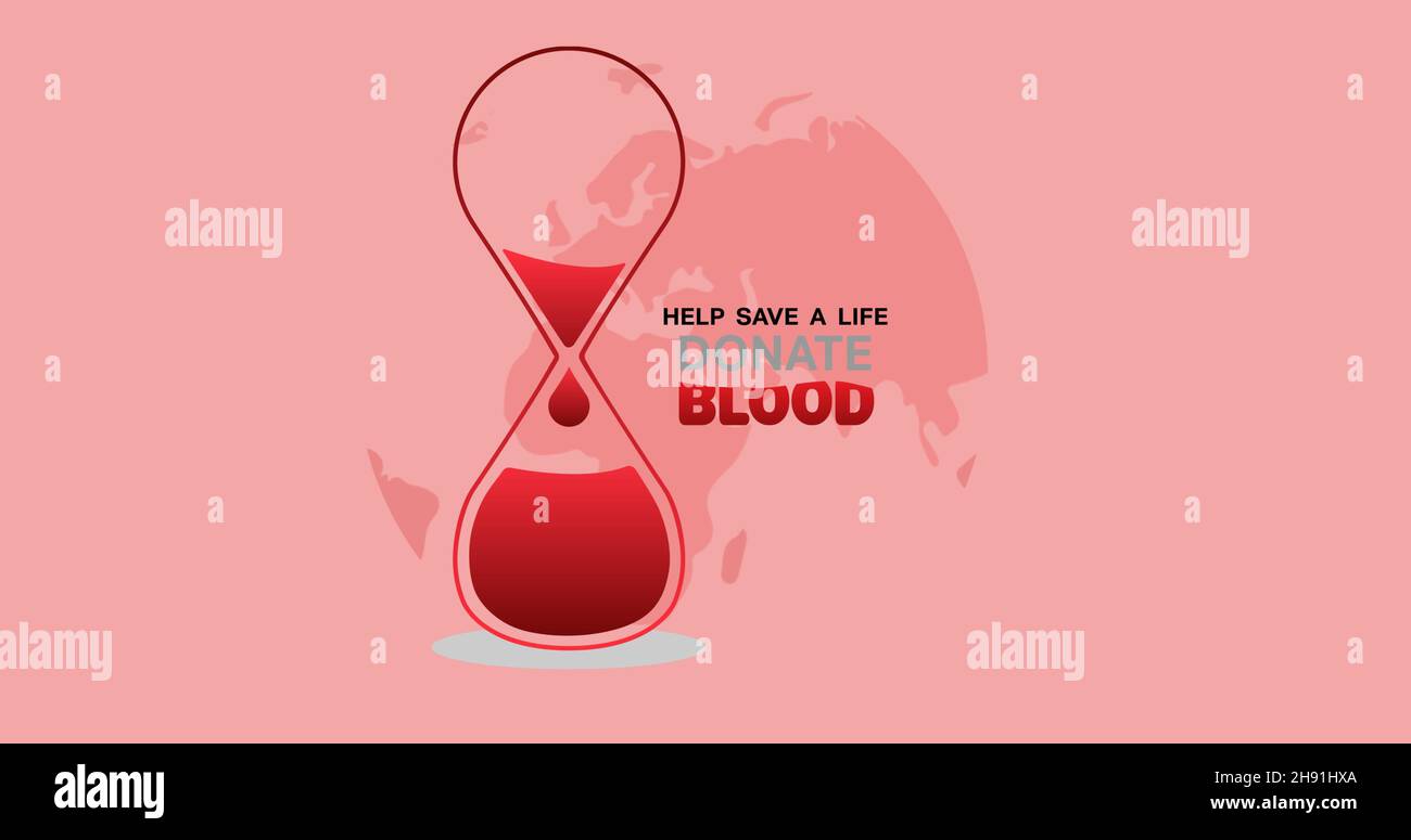 Immagine composita digitale del simbolo della clessidra con testo donato su sfondo rosa Foto Stock