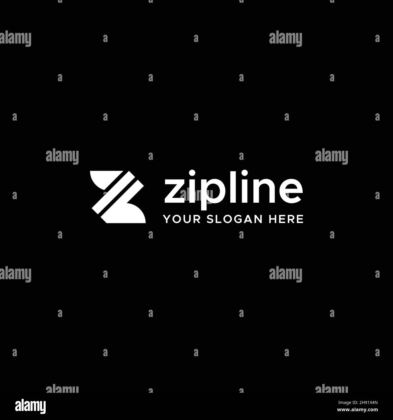 lettera piatta iniziale Z line ART Logo design Illustrazione Vettoriale