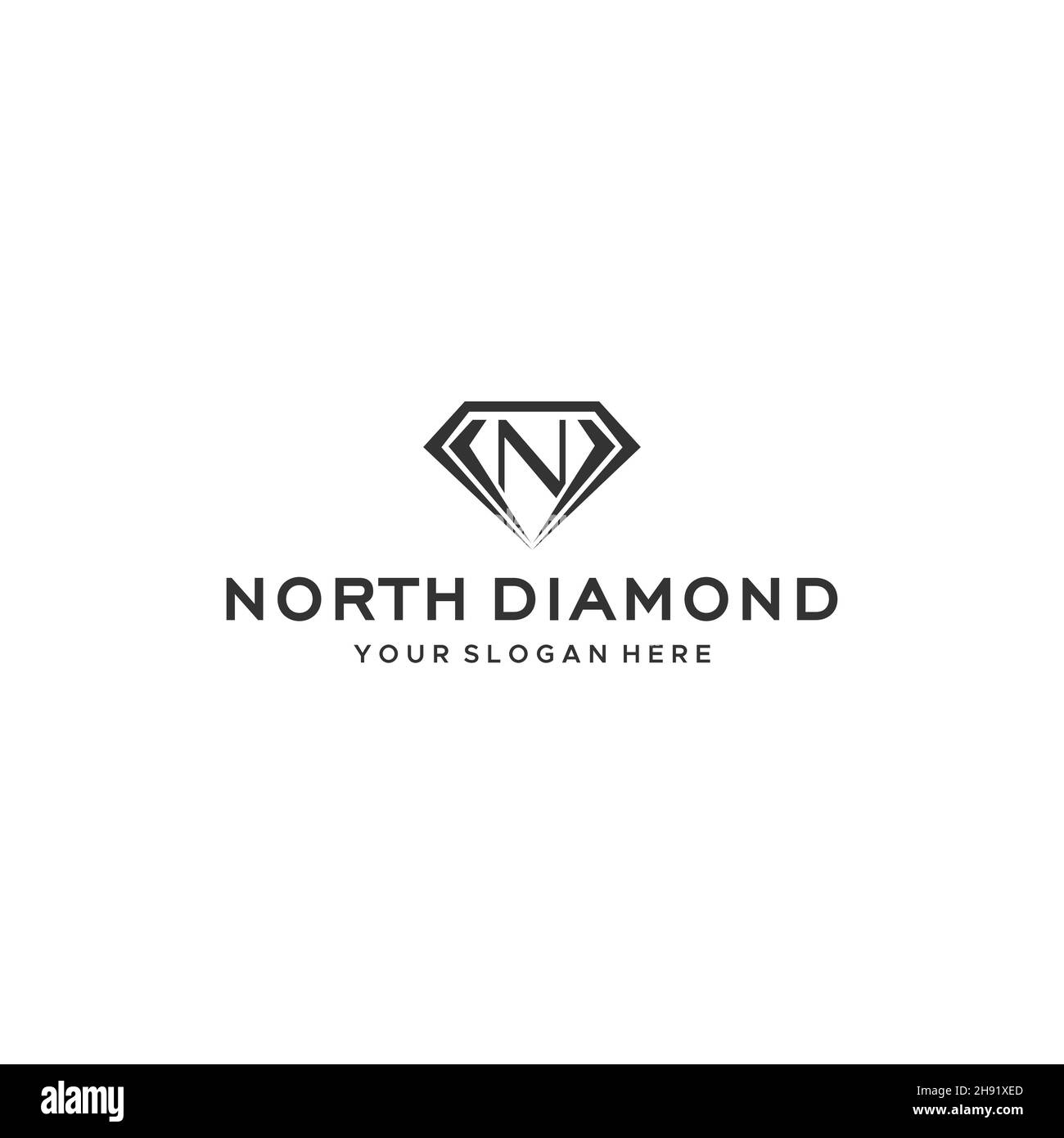 flat NORTH DIAMANTE gioielli lucido logo design Illustrazione Vettoriale
