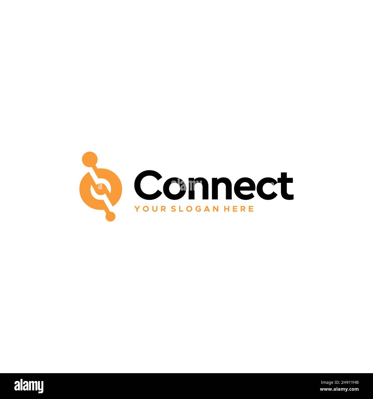 Design minimalista del logo del circuito circolare Connect Illustrazione Vettoriale