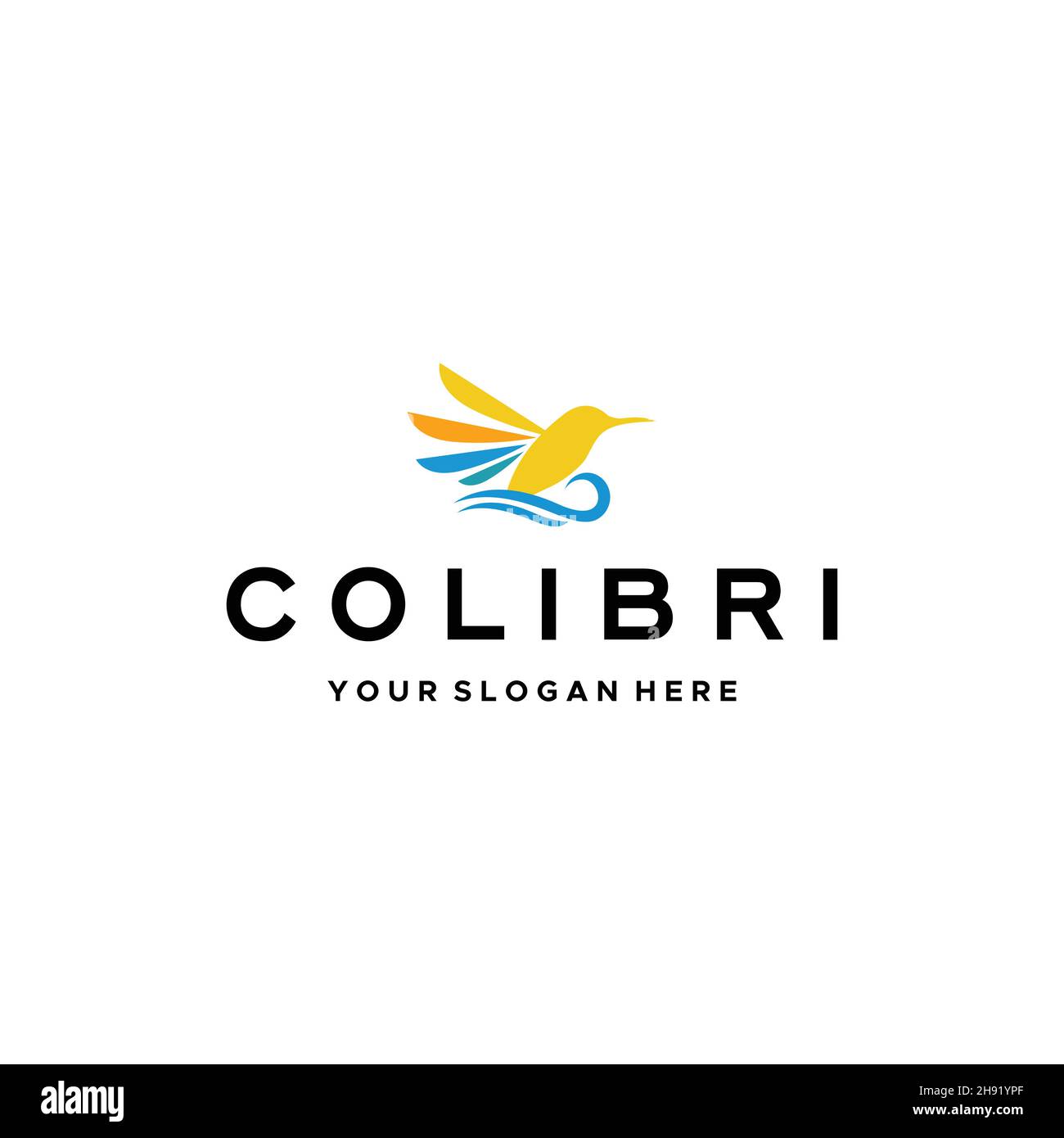 Design minimalista e colorato con logo COLIBRI Bird Illustrazione Vettoriale