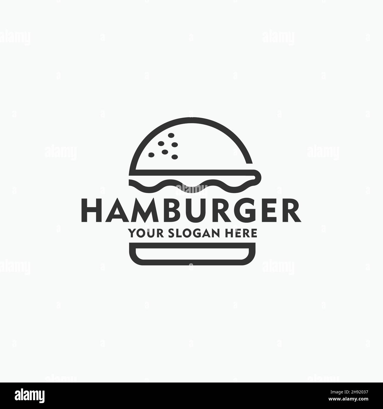 Design minimalista CON il logo HAMBURGER Vegetables Bread Illustrazione Vettoriale