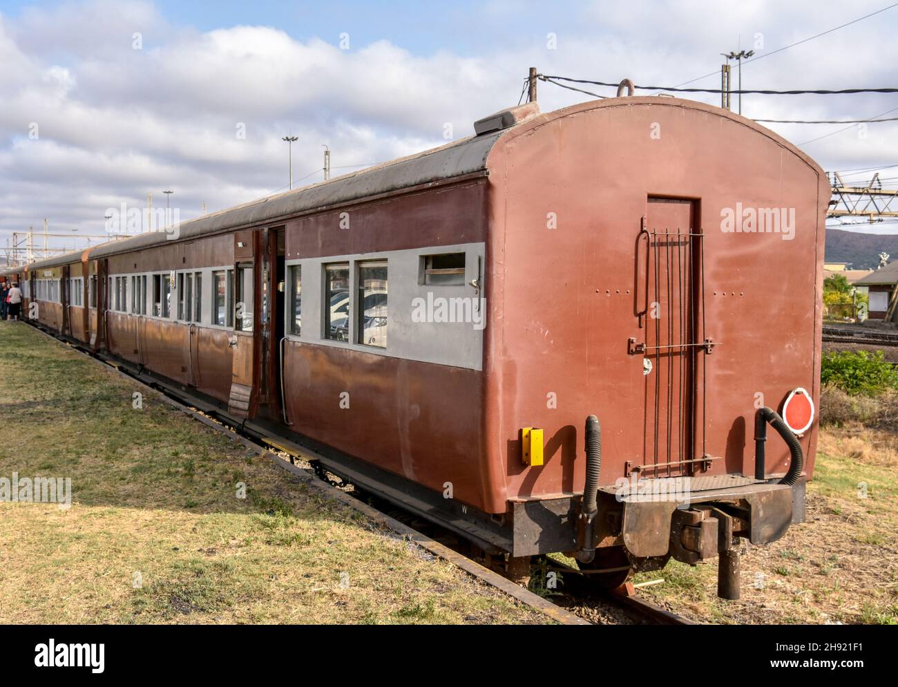 Un vagone ferroviario per passeggeri come parte di un treno a vapore d'epoca Pretoria Sudafrica Foto Stock