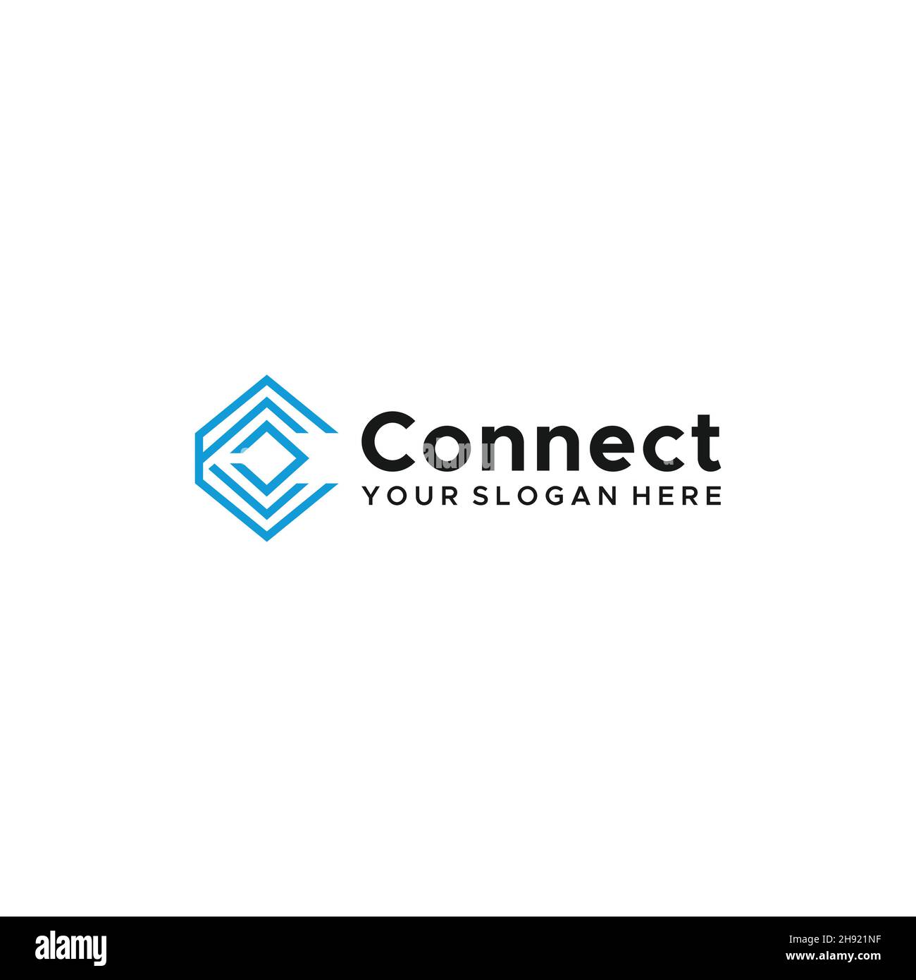 Design minimalista con logo grafico lineare geometrico Connect Illustrazione Vettoriale