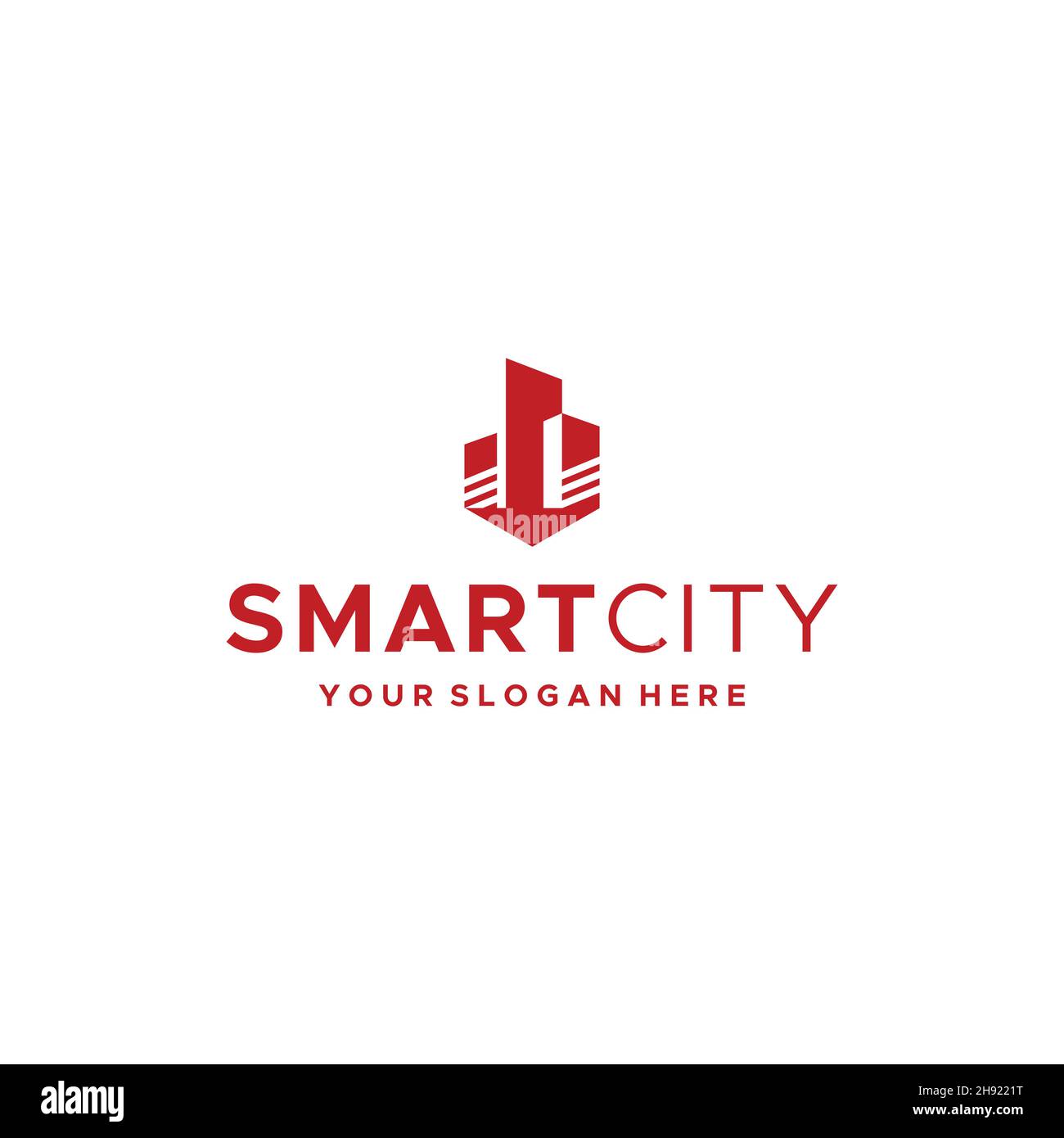 Minimalista SMARTCITY edificio villa logo design Illustrazione Vettoriale