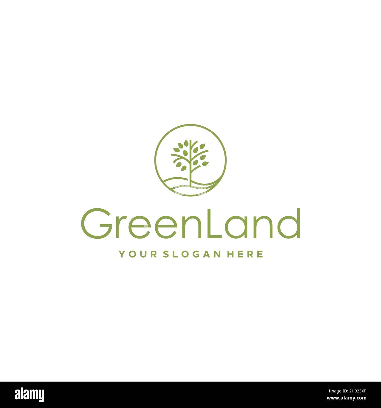 Design minimalista Groenlandia cerchio piante logo Illustrazione Vettoriale